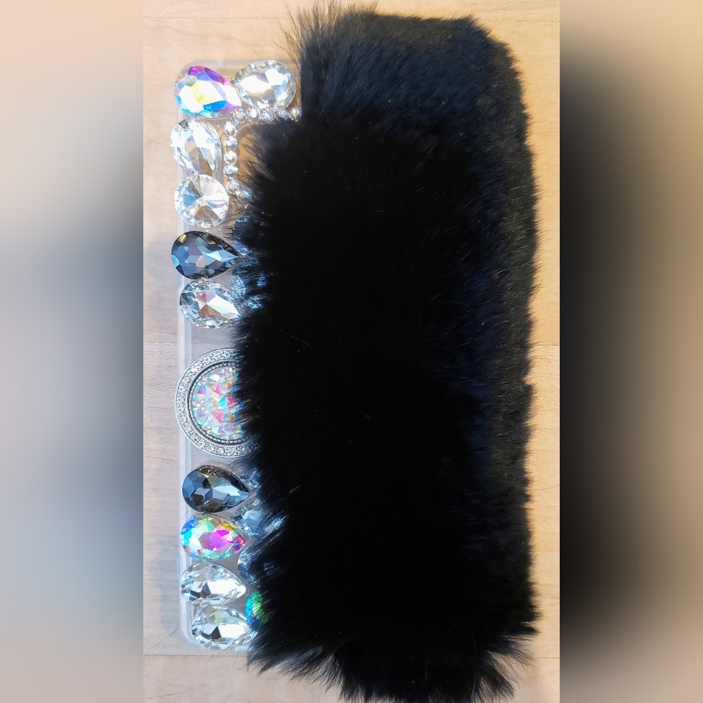 Rhinestone Faux Fur Cell Phone Cover New